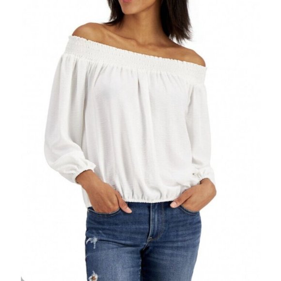 Tommy Hilfiger Tops - Tommy Hilfiger Off The Shoulder Long Sleeve Ivory top size XS
